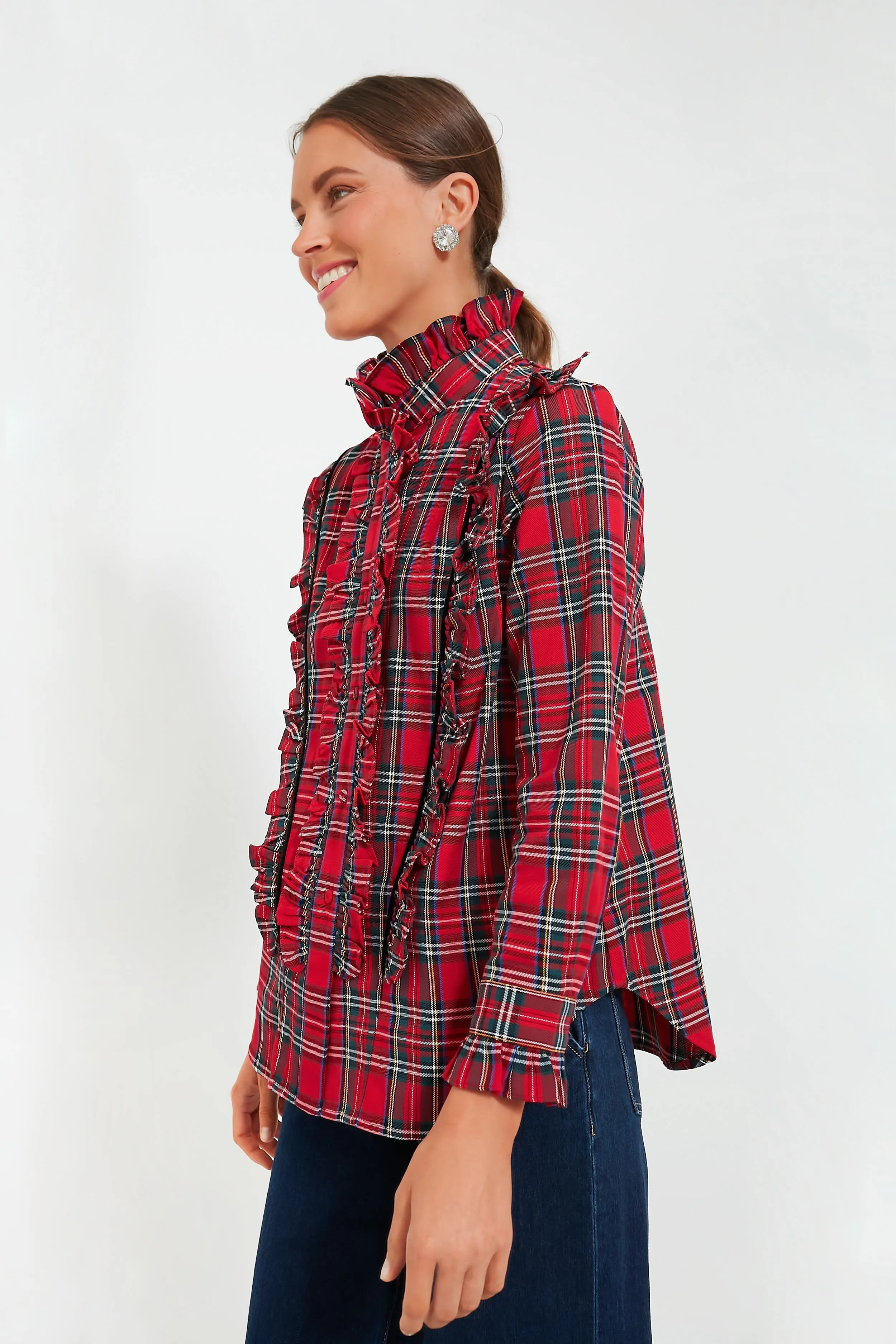 Royal Stewart Tartan Ruffle Reagan Button Down