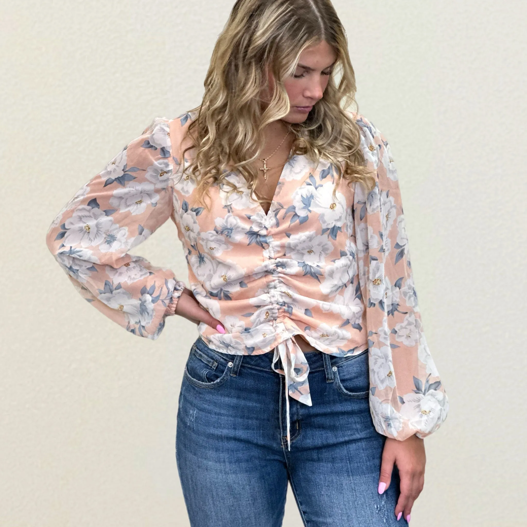 Ruched Floral Blouse