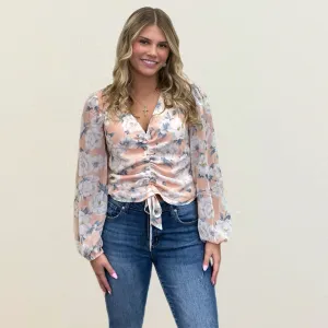 Ruched Floral Blouse
