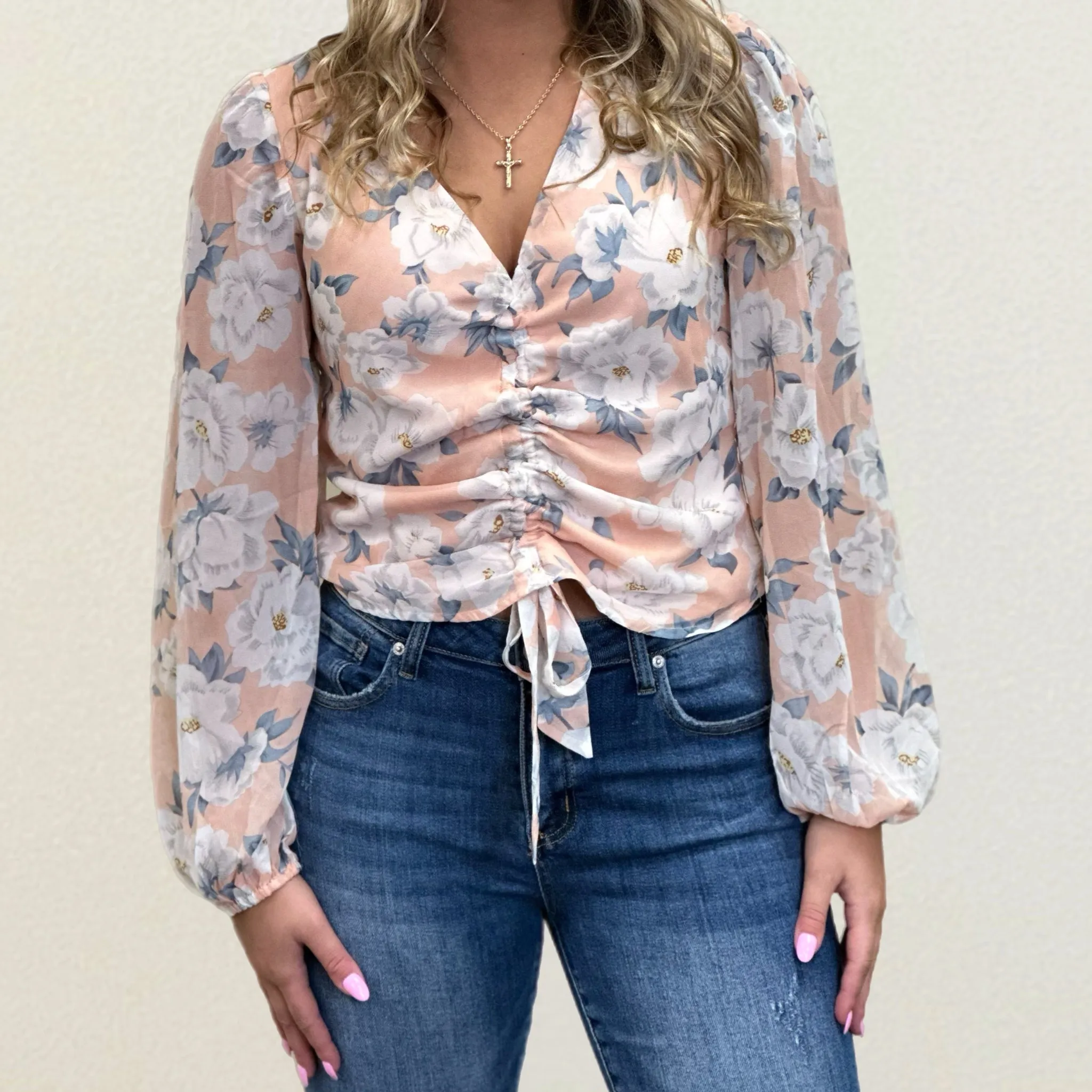 Ruched Floral Blouse