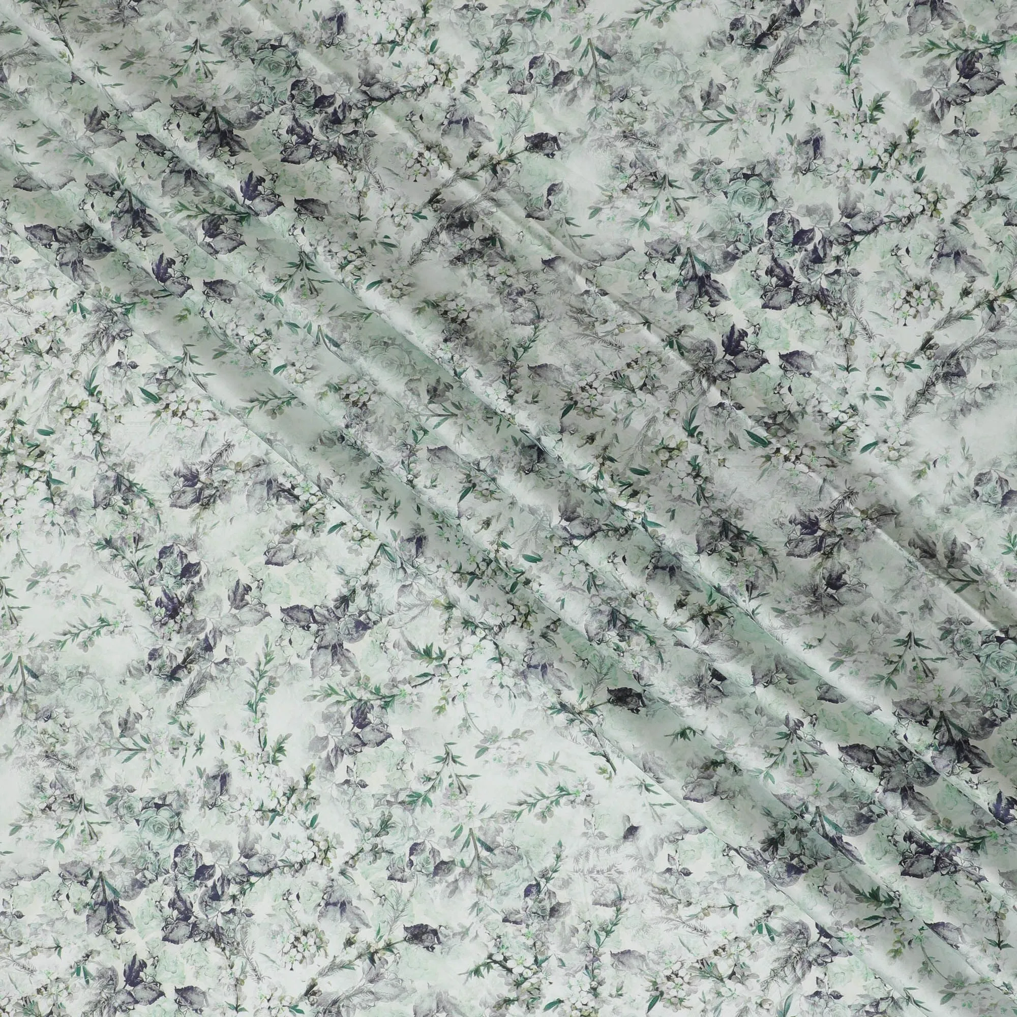 Sage Garden Floral Cotton Lawn Fabric - Serene Print, 110cm Wide, Purchase Online-D18007