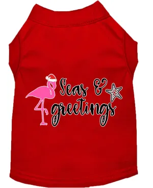 Seas And Greetings Screen Print Dog Shirt Red Xl
