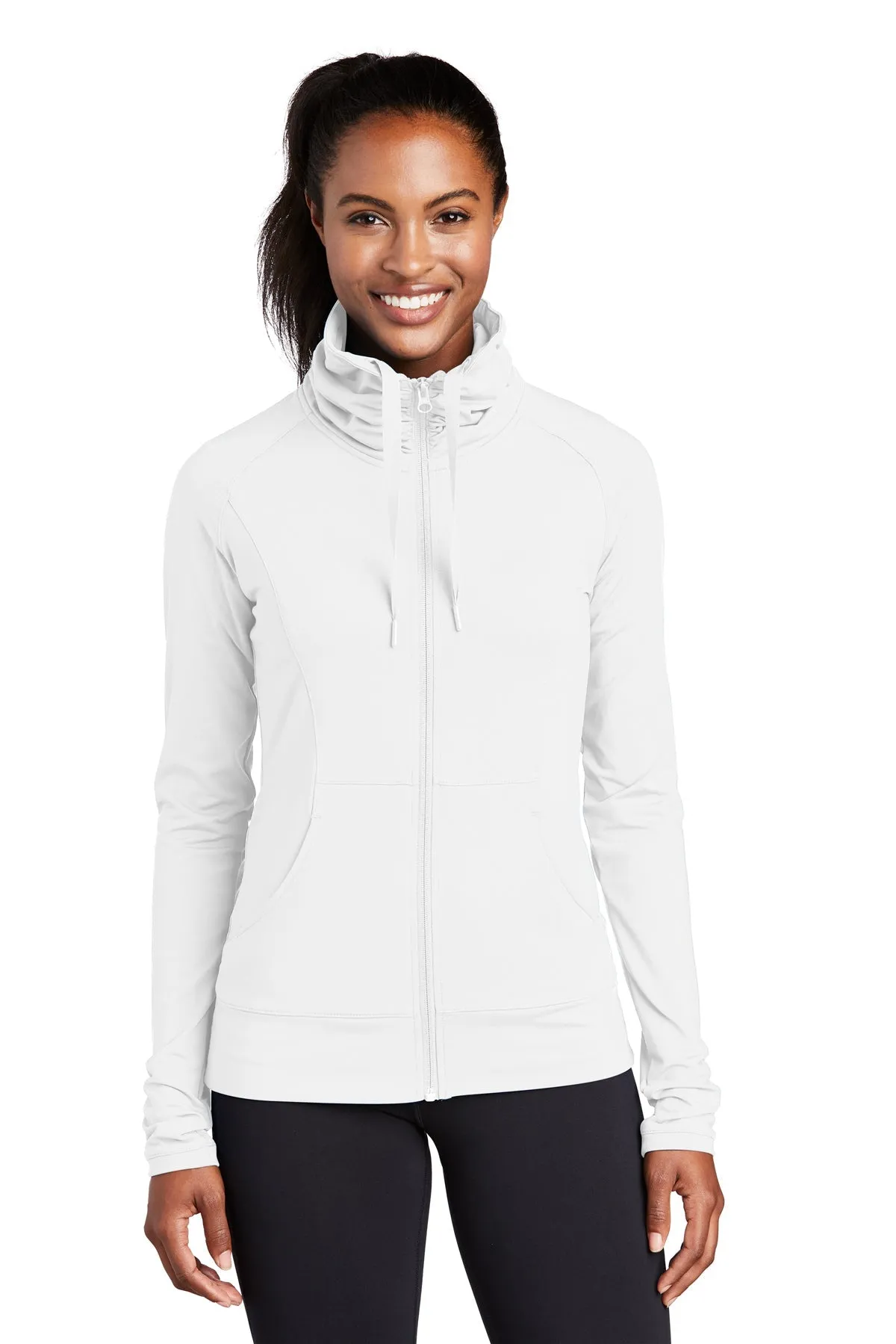 Sport-Tek Ladies Sport-Wick Stretch Customized Full-Zip Jackets, White