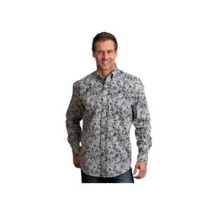 Stetson Apparel Men's Greenspring Paisley Cotton Blue Shirt
