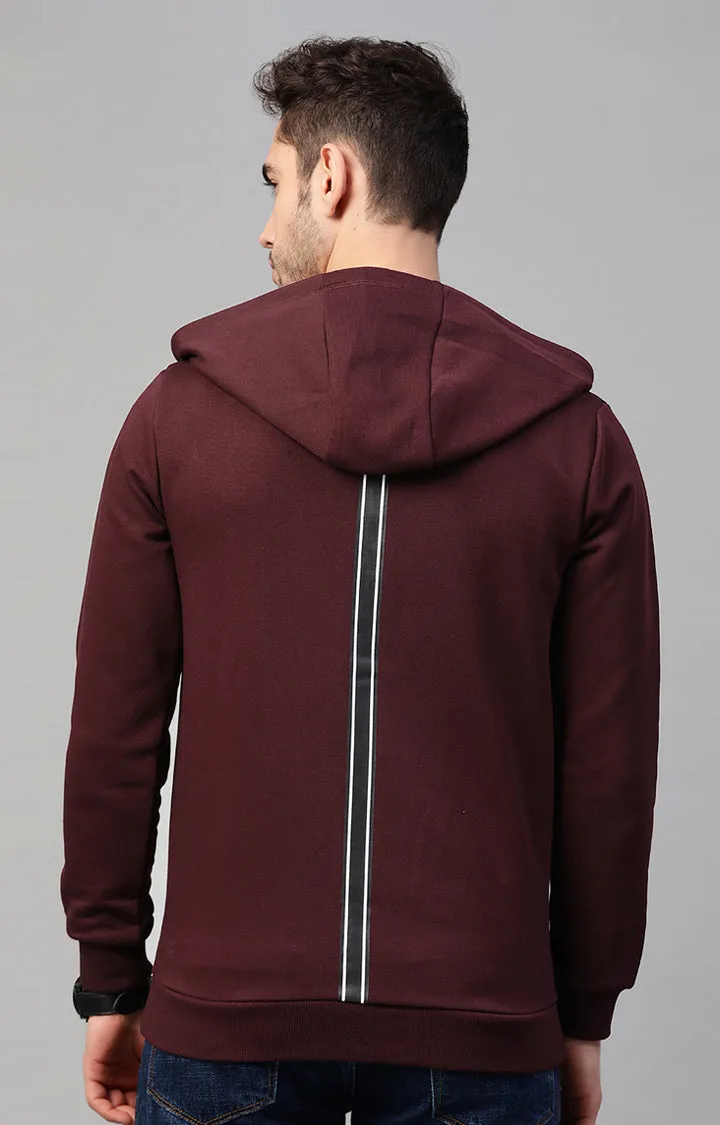 Underjeans By Spykar Maroon Solid Hoodies For Men