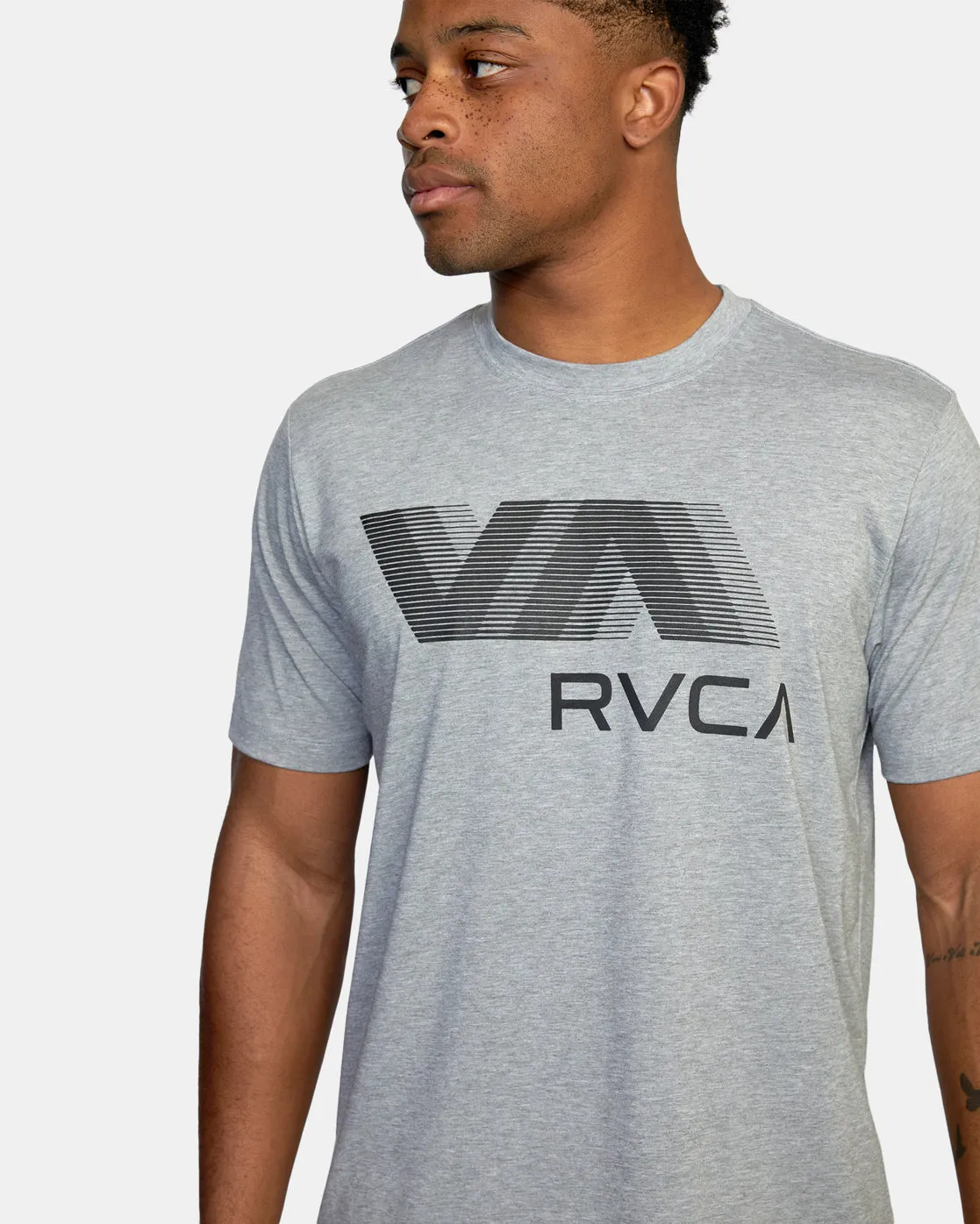 VA RVCA Blur Short Sleeve Performance Tee - Athletic Heather