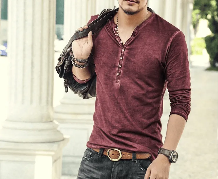 West Louis Designer Cotton Vintage Henry T Shirts