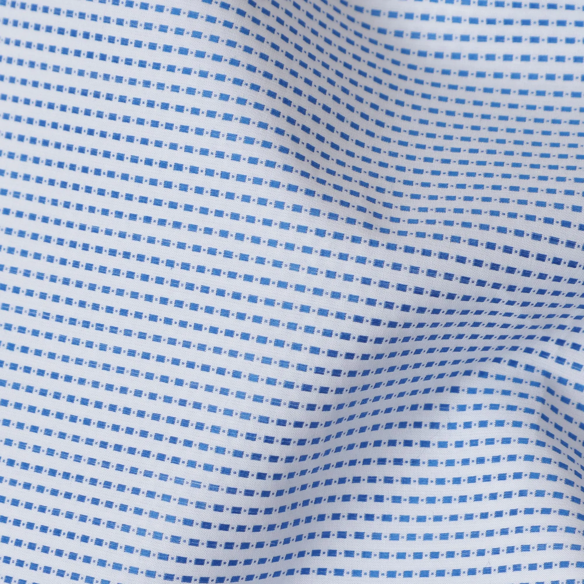 White & Navy Micro Dotted Striped 100% Cotton Shirting Fabric, 150 cm Width, Made in Swiss-D20515