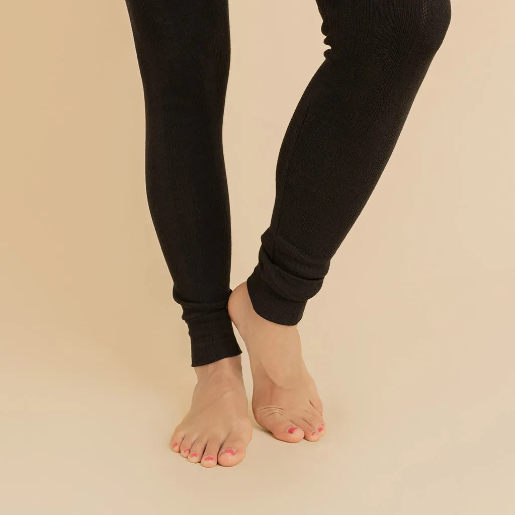Women's Black Pointelle Leggings