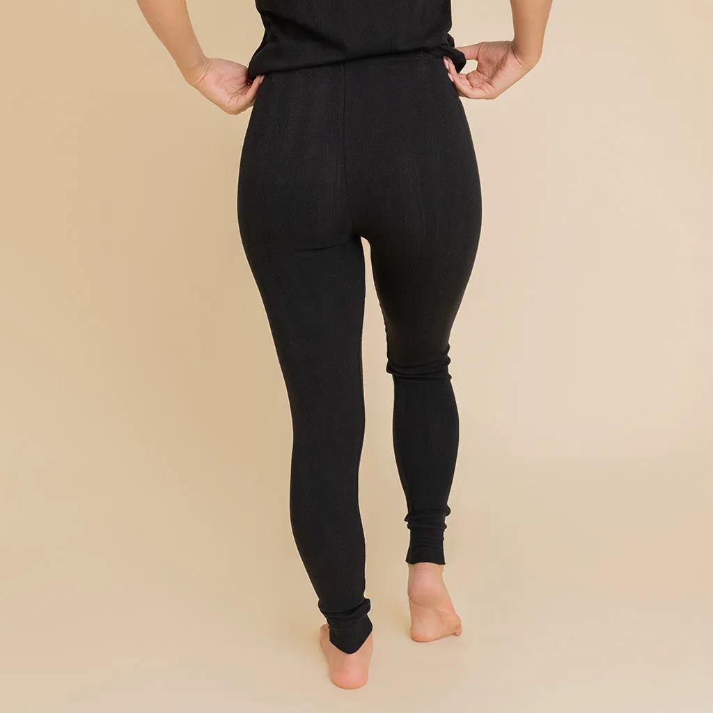 Women's Black Pointelle Leggings