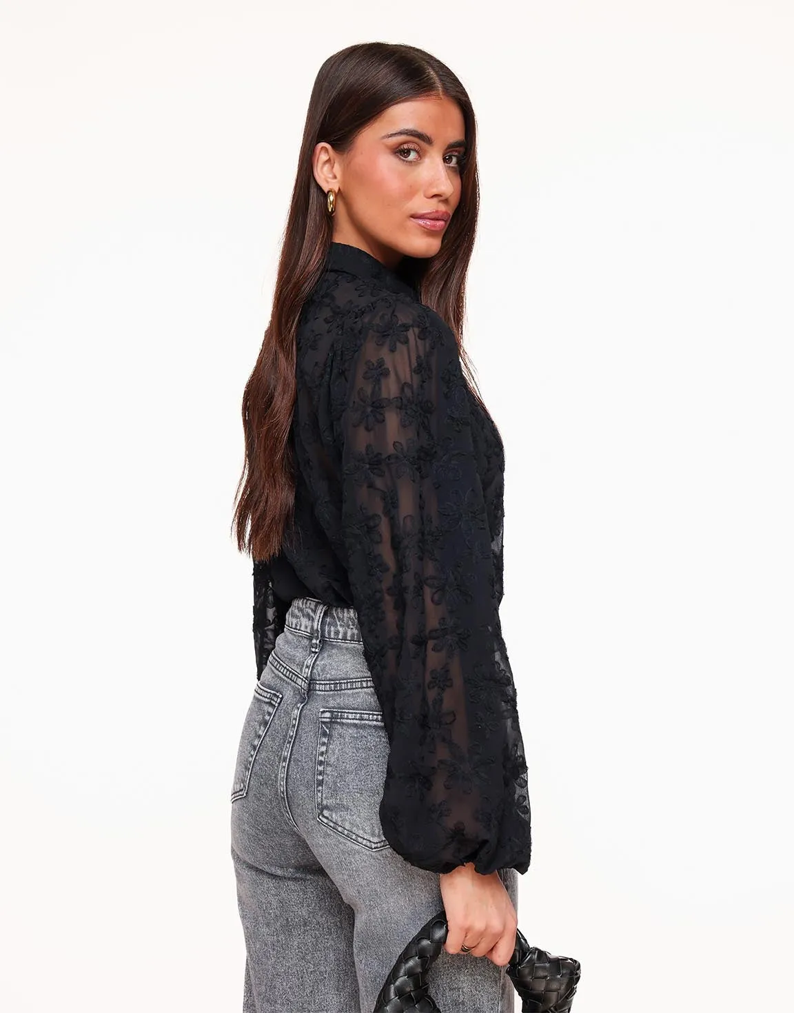 Zwarte Bloemen - Blouse