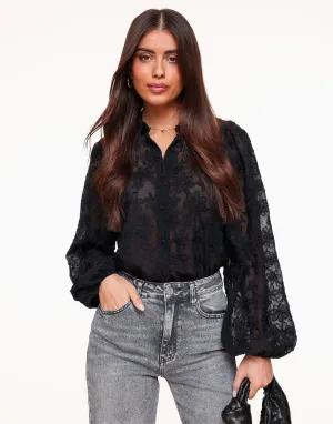Zwarte Bloemen - Blouse